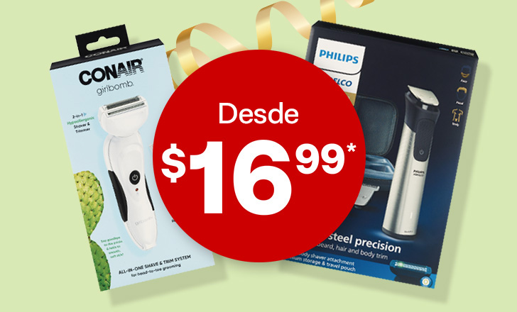 Desde $16.99, una caja de cada uno de máquina de afeitar eléctrica Conair Girlbomb y cortadora de cabello Philips Norelco