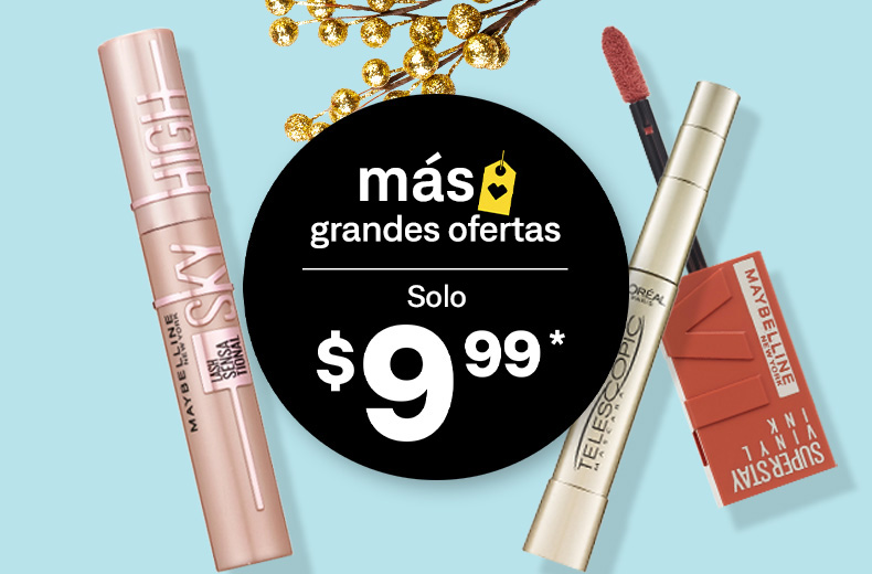 Rímel Maybelline Sky High y L'Oreal Telescopic, y color de labios Maybelline SuperStay a solo $9.99