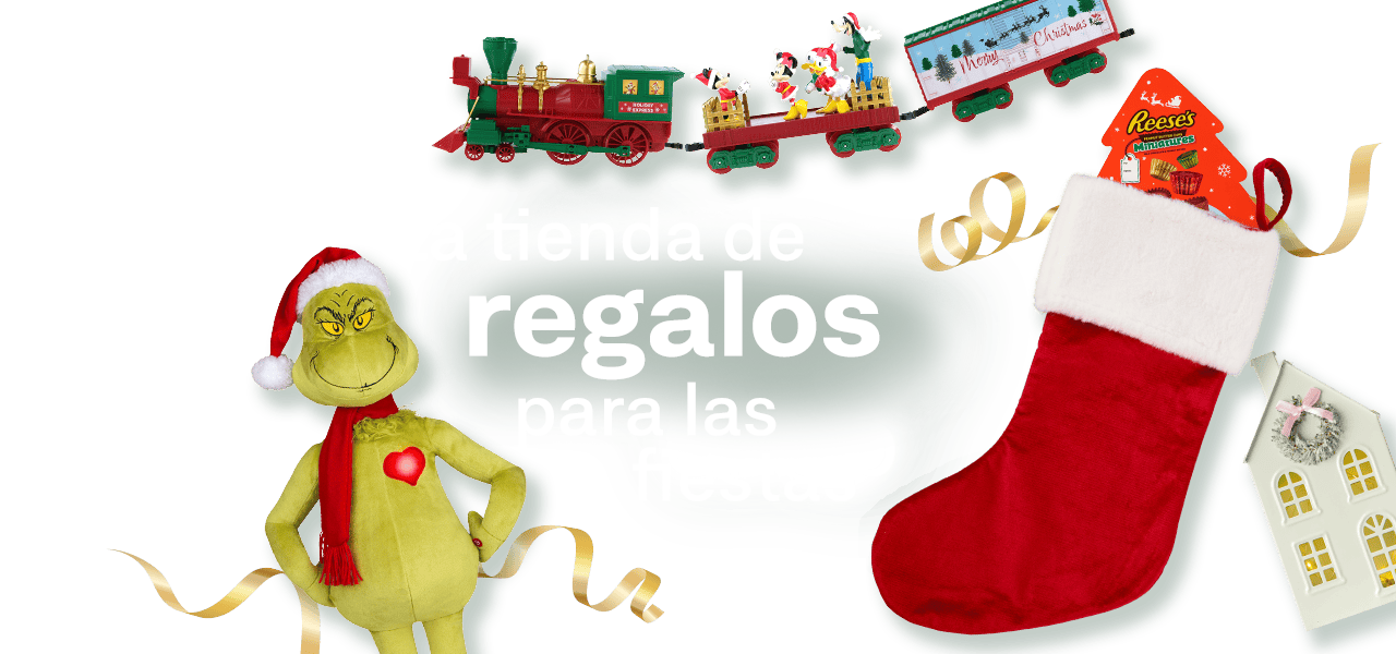 La tienda de regalos para las fiestas, Barbie navideña, peluche de Grinch, juego de trenes de Disney, media con dulces Reese's