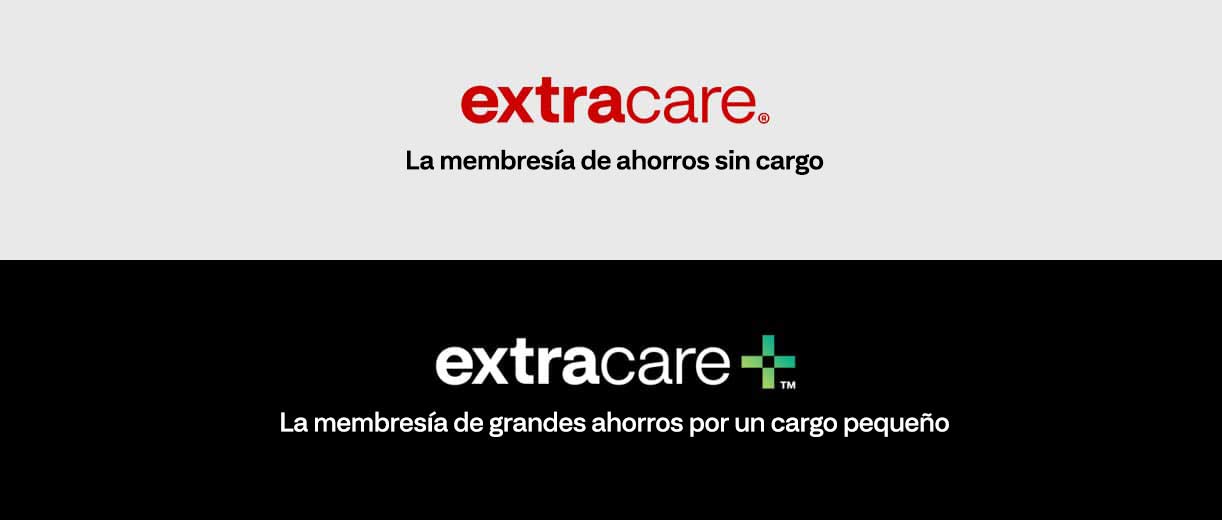 Logo de ExtraCare Plus™; la membresía de grandes ahorros por un cargo pequeño.