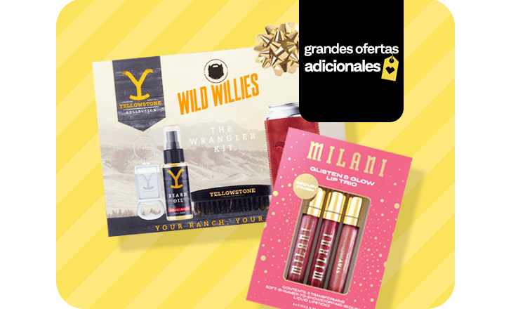 Sets de regalo Wild Willies Yellowstone y Milani Glisten & Glow Lip Trio para las fiestas.